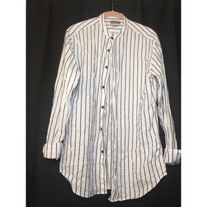 Zara Man White Striped Button Down